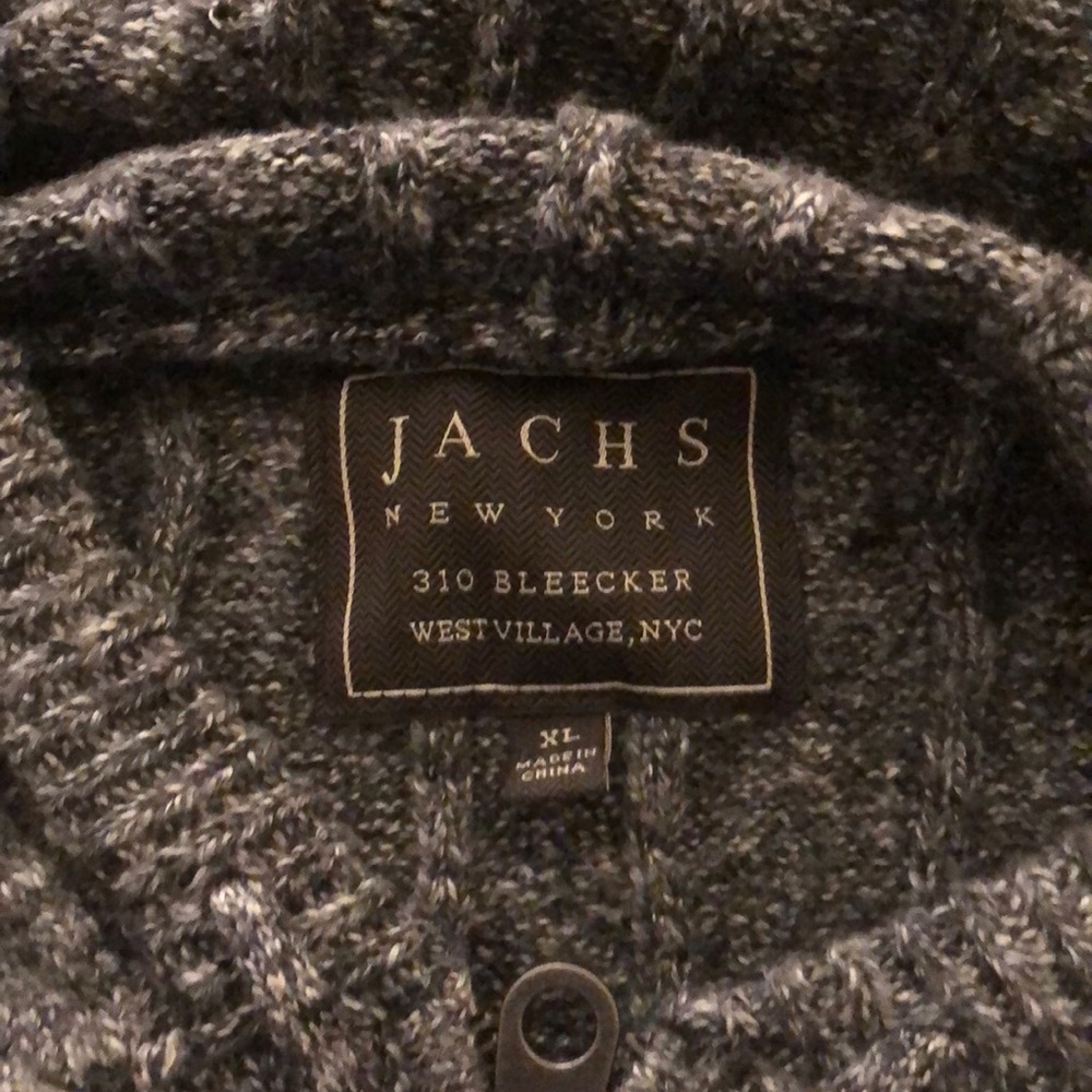 Slate Grey xl zip up sweater - cable knit - w hood